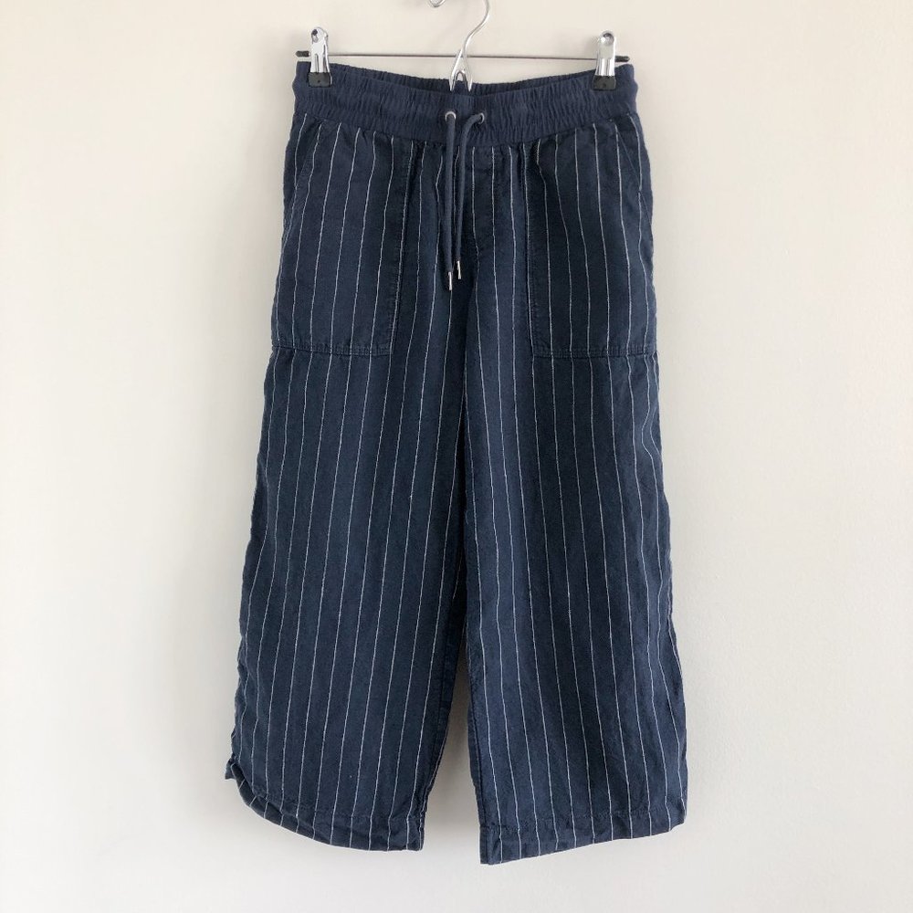 Athleta Navy Striped Wide Leg Pants